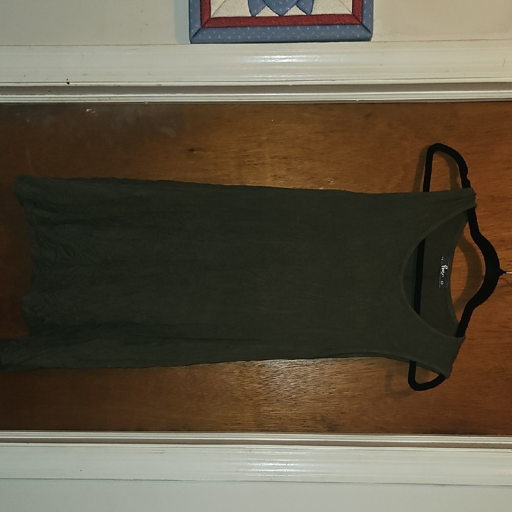 Source Unknown Olive Green Midi Tank Dress